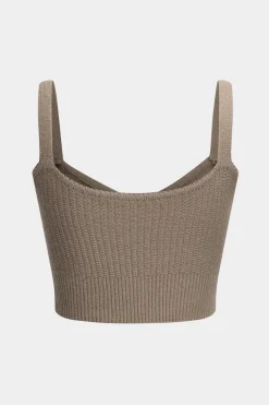 MICAS Knitwear|Knit Sets-Knit Cami Top And Cardigan And Skirt Set KHAKI