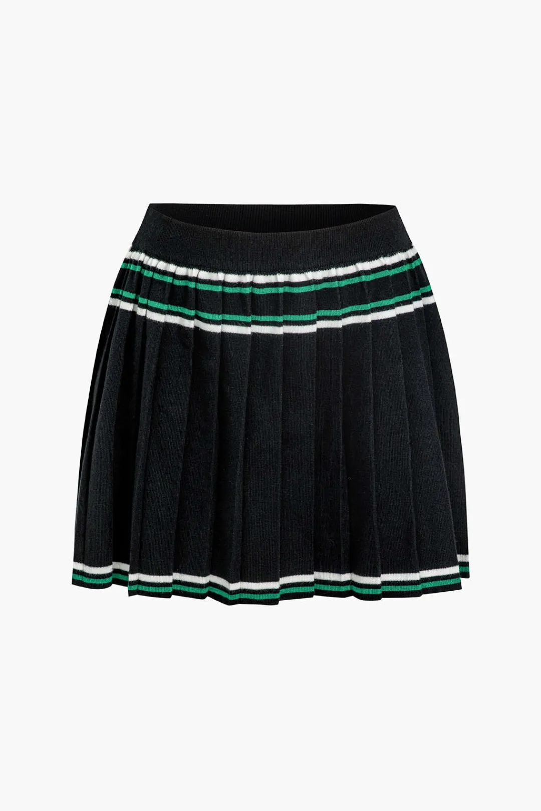 MICAS Knitwear|Knit Bottoms-Knit Color Block Pleated Mini Skirt