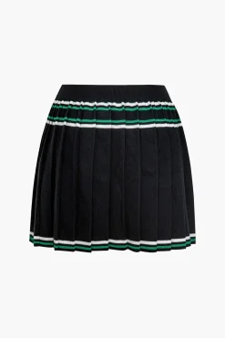 MICAS Knitwear|Knit Bottoms-Knit Color Block Pleated Mini Skirt