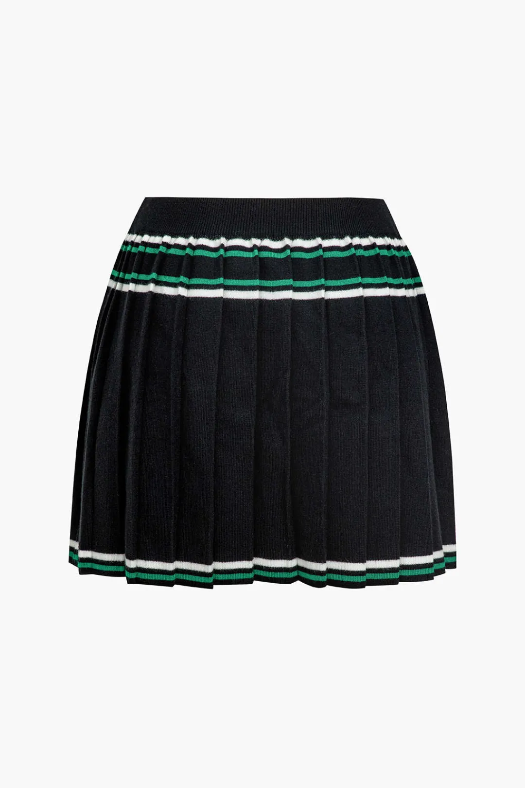 MICAS Knitwear|Knit Bottoms-Knit Color Block Pleated Mini Skirt