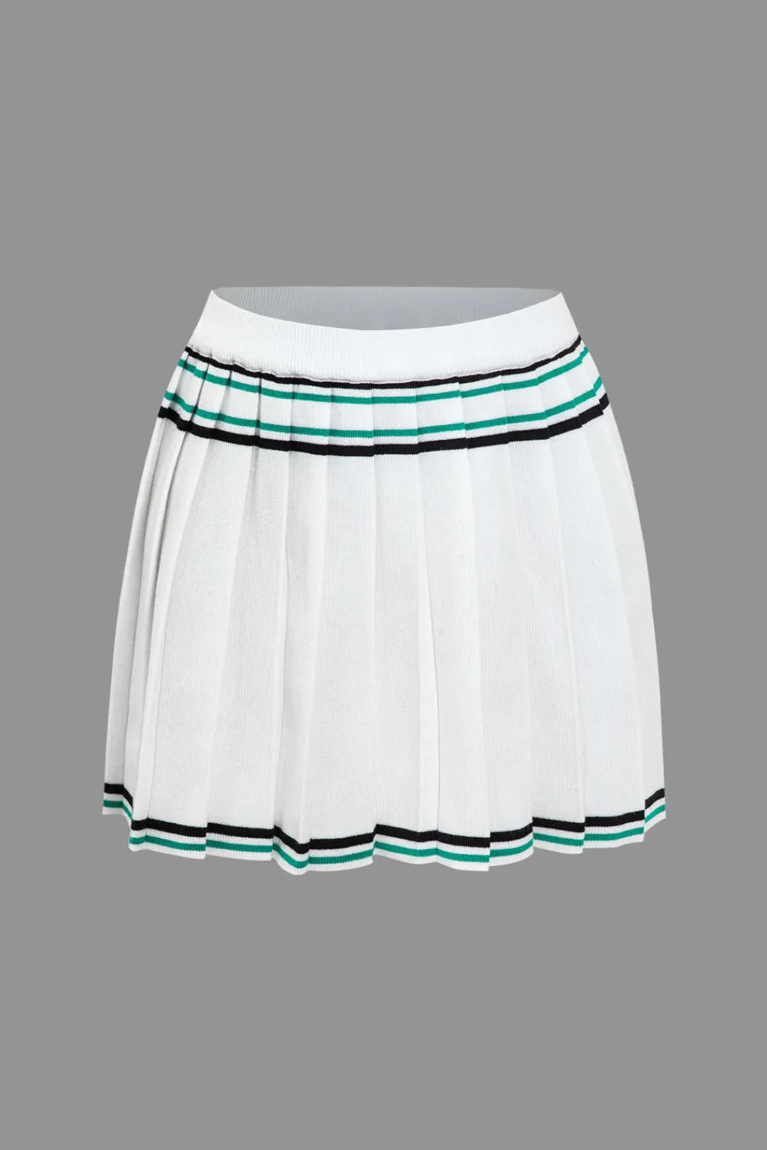 MICAS Knitwear|Knit Bottoms-Knit Color Block Pleated Mini Skirt