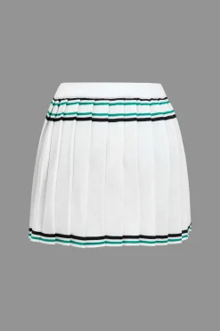 MICAS Knitwear|Knit Bottoms-Knit Color Block Pleated Mini Skirt