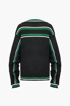 MICAS Outerwear|Outerwear-Knit Color Block Pocket Cardigan BLACK