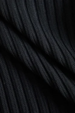 MICAS Long Sleeve Dresses|Knit Dresses-Knit Cut Out Long Sleeve Bell Sleeve Dress BLACK