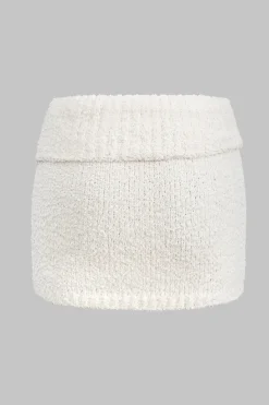 MICAS Knitwear|Knit Bottoms-Knit Cut Out Mini Skirt WHITE