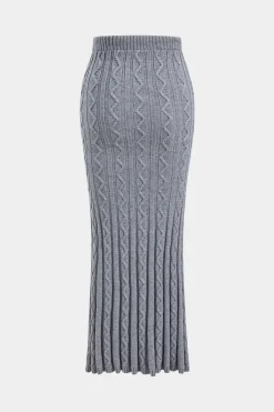 MICAS Knitwear|Knit Bottoms-Knit Drawstring Tie-Up Skirt DIM GRAY