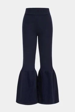 MICAS Knitwear|Knit Bottoms-Knit Flare Leg Trousers DARK BLUE