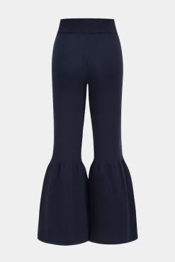 MICAS Knitwear|Knit Bottoms-Knit Flare Leg Trousers DARK BLUE