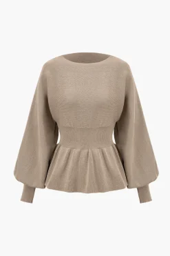 MICAS Knitwear|Knit Sets-Knit Gigot Sleeve And Skirt Set