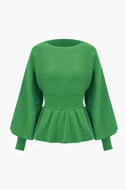 MICAS Knitwear|Knit Sets-Knit Gigot Sleeve And Skirt Set