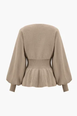 MICAS Knitwear|Knit Sets-Knit Gigot Sleeve And Skirt Set