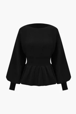 MICAS Knitwear|Knit Sets-Knit Gigot Sleeve And Skirt Set