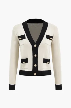 MICAS Knitwear|Knit Sets-Knit Metallic Button Pocket Top And Pants Set