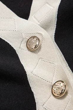 MICAS Knitwear|Knit Sets-Knit Metallic Button Pocket Top And Pants Set