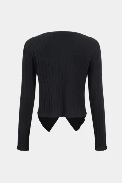 MICAS Knitwear|Knit Sets-Knit Metallic Button Pocket Top And Trousers Set BLACK