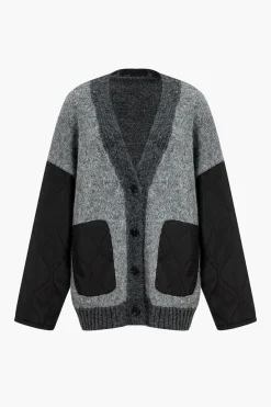 MICAS Outerwear|Outerwear-Knit Patchwork Jacket GRAY