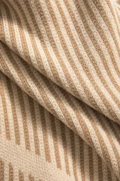 MICAS Knitwear-Knit Patchwork Tie-Up V-Neck Long Sleeve Romper KHAKI