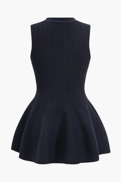 MICAS Knitwear|Knit Tops-Knit Puff Sleeveless Vest NAVY