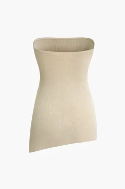 MICAS Knitwear|Knit Tops-Knit Strapless Top BEIGE