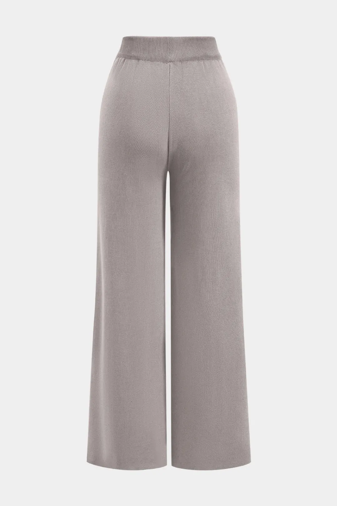 MICAS Knitwear|Knit Sets-Knit Tie-Up Button Pocket Long-Sleeve Top And Trousers Set GRAY