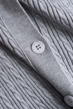 MICAS Knitwear|Long Sleeve Dresses-Knitted Button V-Neck Bell Sleeve Long Sleeve Sweater Dress LIGHT GRAY