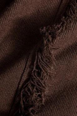 MICAS Knit Bottoms|Knit Bottoms-Knitted Drawstring Fringe Sweater Trousers BROWN