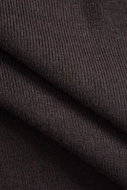 MICAS Knitwear|Knit Bottoms-Knitted Pleated High Waist Skirt COFFEE