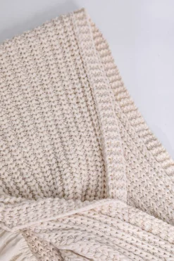 MICAS Tube Tops-Knot Front Knit Embroidered Tube Top BEIGE