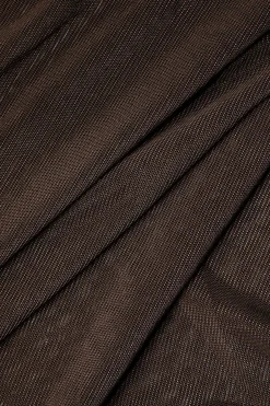 MICAS Skirt Sets|Vacation Sets-Knot Tie Halter Mesh Tank Top And Mini Skirt Set COFFEE