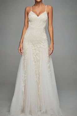 MICAS Maxi Dresses-Lace Slip Maxi Dress WHITE