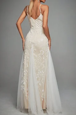 MICAS Maxi Dresses-Lace Slip Maxi Dress WHITE