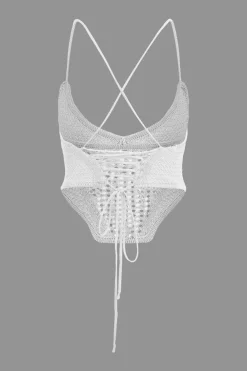 MICAS Knit Sets-Lace Up Crisscross Knit Crop Top And Mini Skirt Set