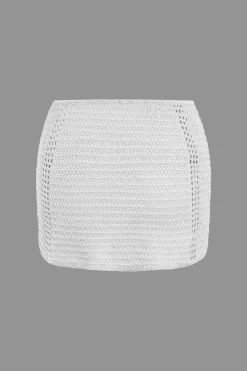 MICAS Knit Sets-Lace Up Crisscross Knit Crop Top And Mini Skirt Set