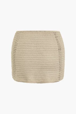 MICAS Knit Sets-Lace Up Crisscross Knit Crop Top And Mini Skirt Set