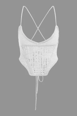 MICAS Knit Sets-Lace Up Crisscross Knit Crop Top And Mini Skirt Set