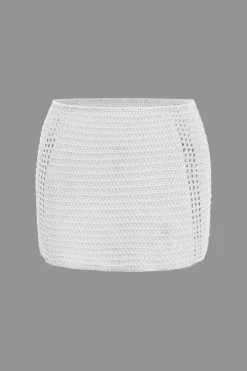 MICAS Knit Sets-Lace Up Crisscross Knit Crop Top And Mini Skirt Set