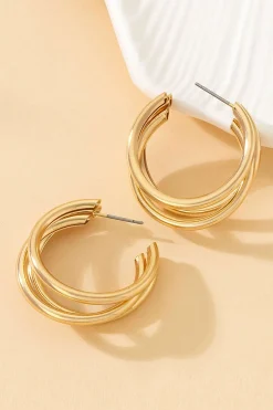 MICAS Earrings|Accessories-Layer Circle Metal Earrings GOLD