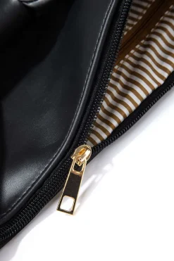 MICAS Bags-Leather Bow Clutch Bag BLACK