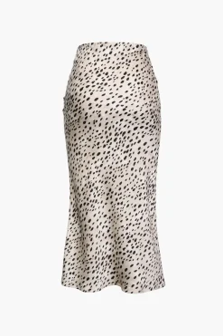 MICAS Skirts-Leopard Drawstring Slit Skirt