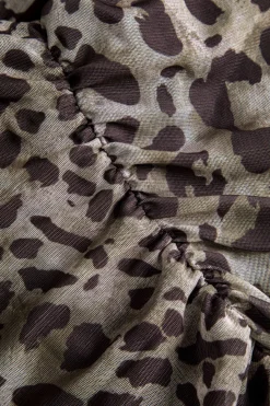 MICAS Tank Tops & Cami-Leopard Print Asymmetrical Mesh Tank Top Contrast Color