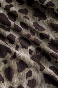 MICAS Tank Tops & Cami-Leopard Print Asymmetrical Mesh Tank Top Contrast Color