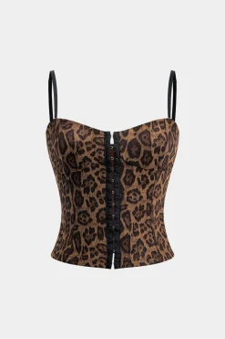 MICAS Tank Tops & Cami-Leopard Print Cami Top Contrast Color
