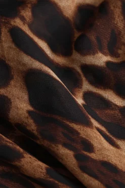 MICAS Maxi Dresses-Leopard Print Draped Maxi Dress BROWN