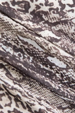 MICAS Long Sleeve Tops|Long Sleeves Tops-Leopard Print Mesh Long-Sleeve Top CARAMEL