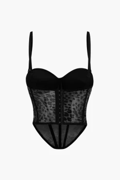 MICAS Tank Tops & Cami-Leopard Print Mesh Sheer Cami Top