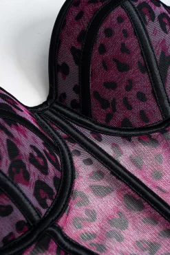 MICAS Tank Tops & Cami-Leopard Print Mesh Sheer Cami Top