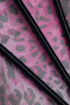 MICAS Tank Tops & Cami-Leopard Print Mesh Sheer Cami Top