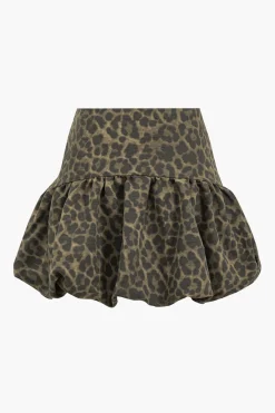 MICAS Skirts-Leopard Print Ruffle Skirt MOCHA