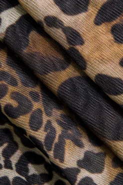 MICAS Mini Dresses-Leopard Print Scallop Edge Mini Dress BROWN