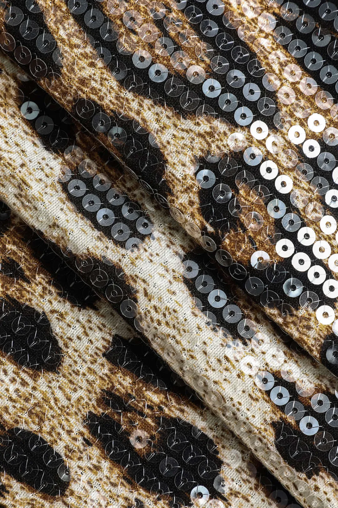 MICAS Tank Tops & Cami-Leopard Print Sequin Shiny Cropped Cami Top Contrast Color